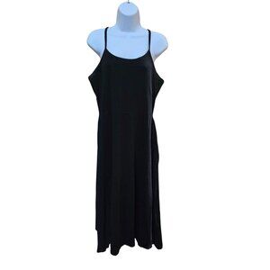 Black Pact XL Organic Cotton/Elastane Strappy Sleeveless Midi Dress goth grunge